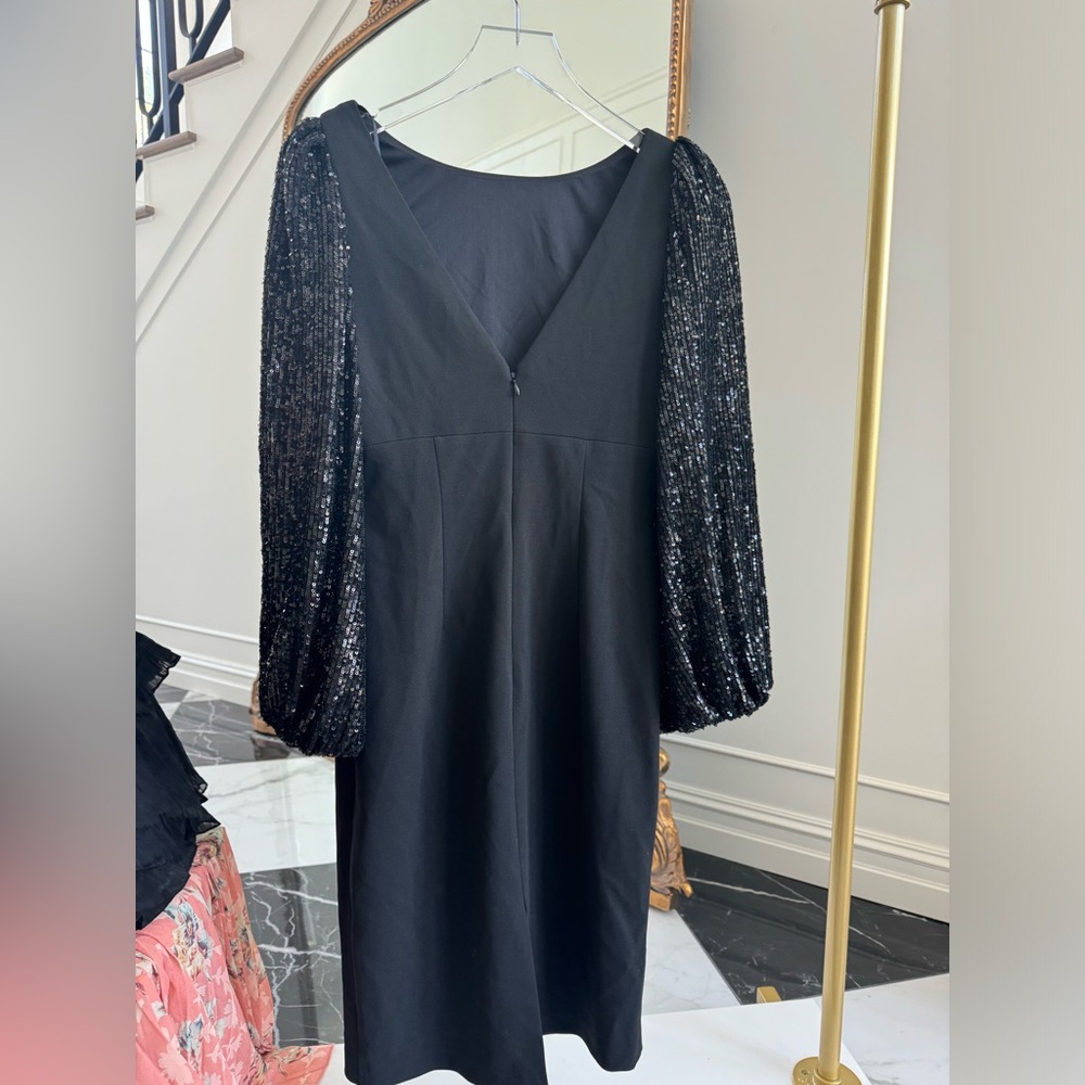 Eliza J black midi dress with sequin sleeve - Picture 5 of 6